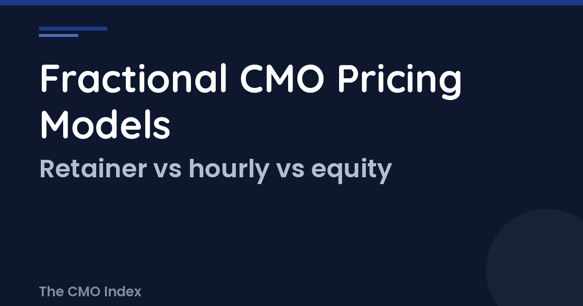 Fractional CMO Pricing Models: Retainer, Hourly, Project, and Equity Explained